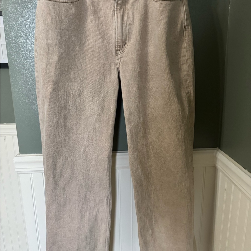 Abercrombie & Fitch the 90s Curve Love High Rise Beige Straight Leg Jeans 10/30 - Picture 2 of 7
